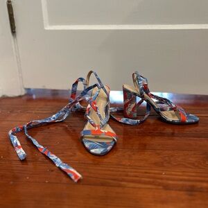 Jcrew Textile Wrap Heel Sandals